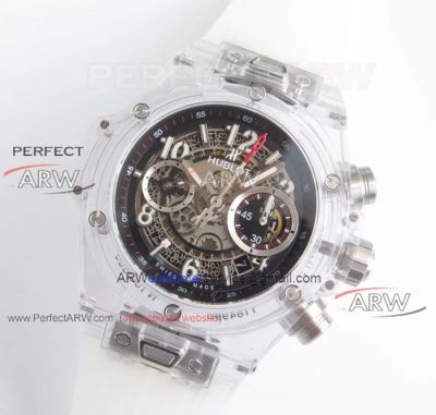 Perfect Replica High Quality Hublot Big Bang Unico Sapphire Watches - White Rubber Strap